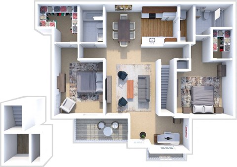 a floor plan of a two bedroom apartment with two bathrooms and a balcony